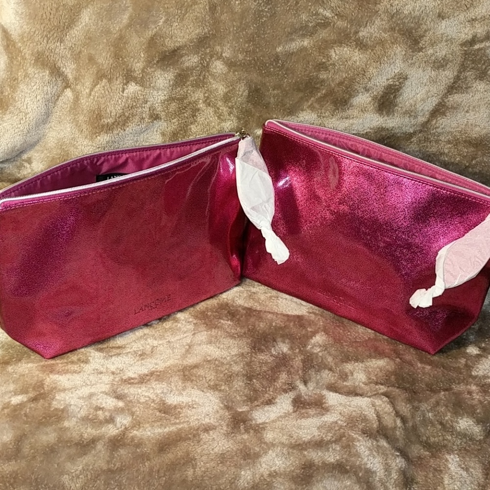 Two Lancome Paris Make up Cosmetic Bag Pink